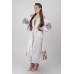 Boho Style Ukrainian Embroidered Maxi Dress White with Blue/Orange Embroidery